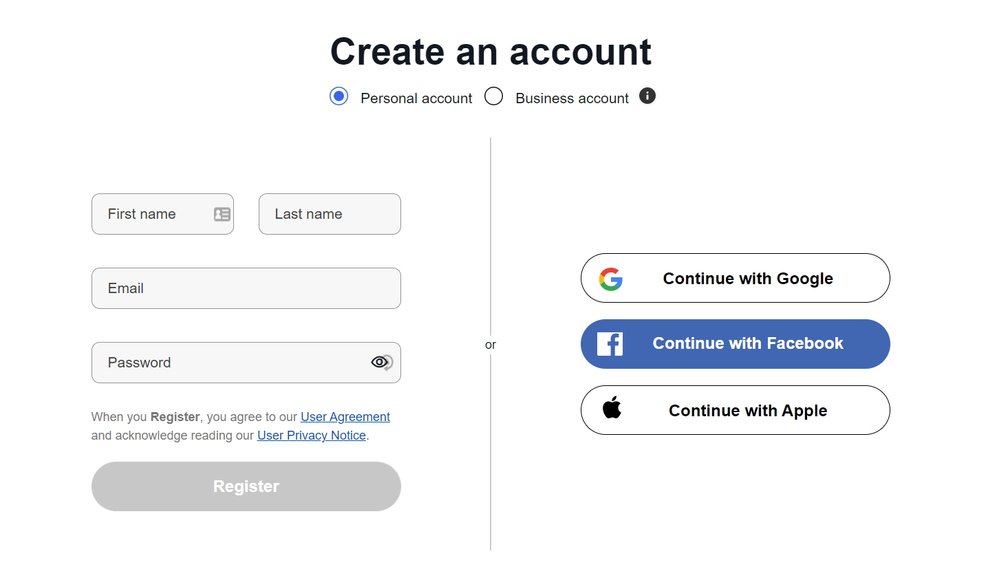 create accoutn ebay