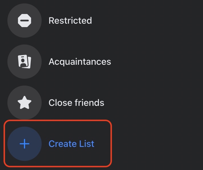 create facebook custom list