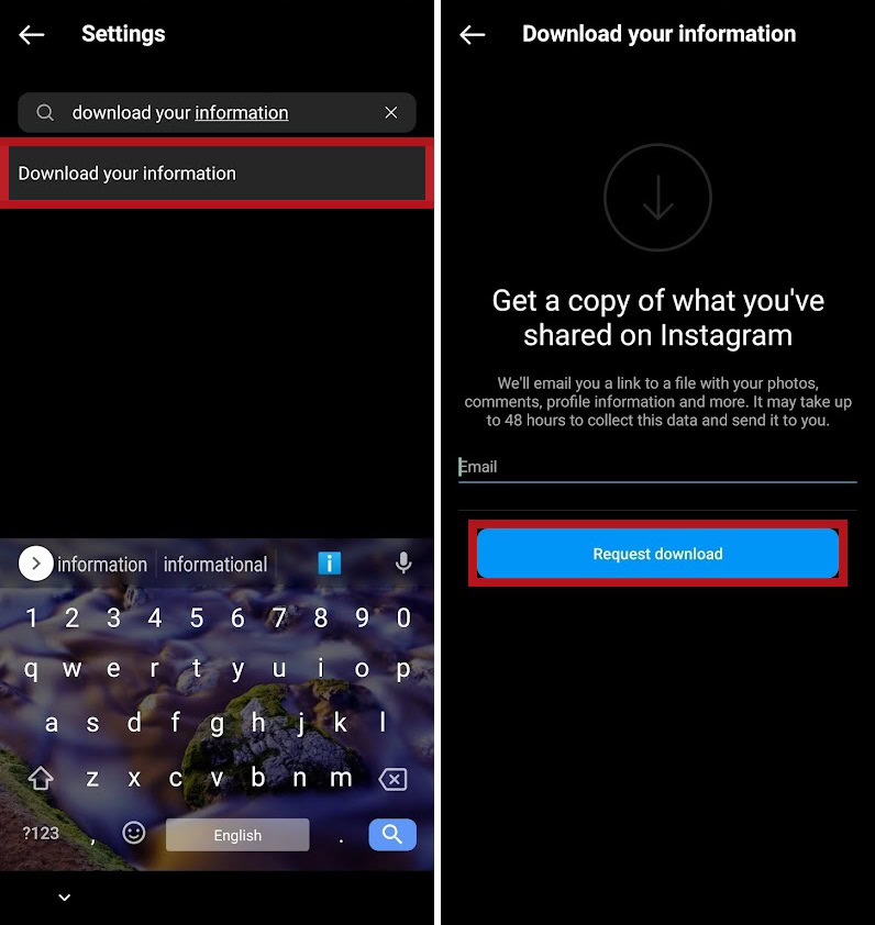 download your information from instagram mobile