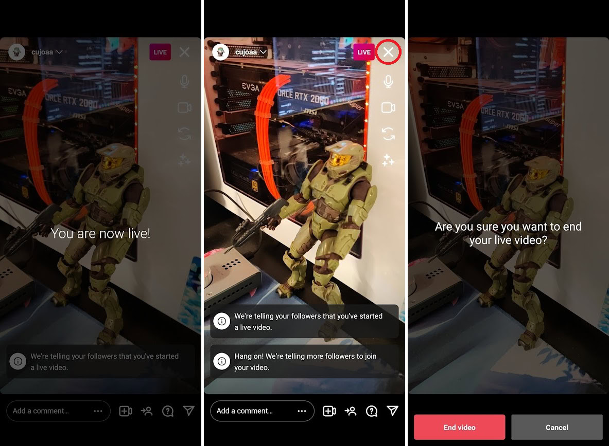 ending a live on instagram