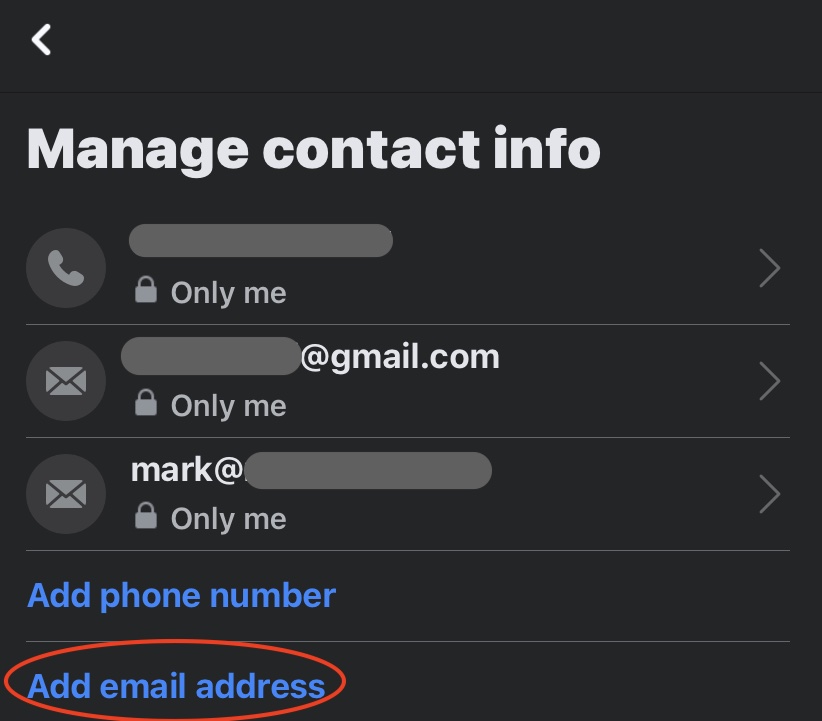 facebook manage contact info