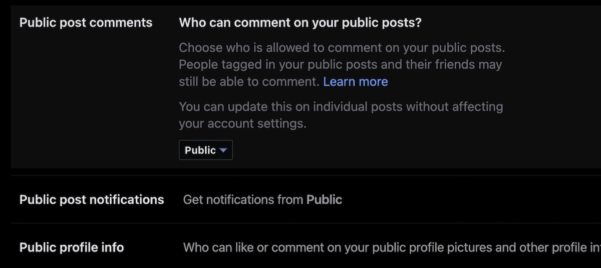Facebook Settings Public Post Comments