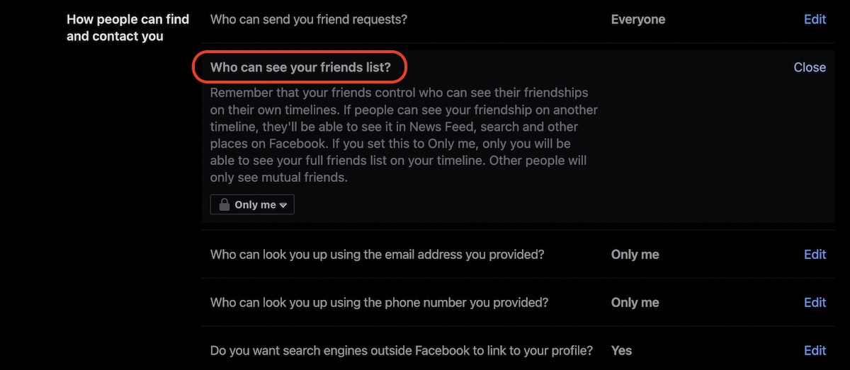 facebook privacy settings 2