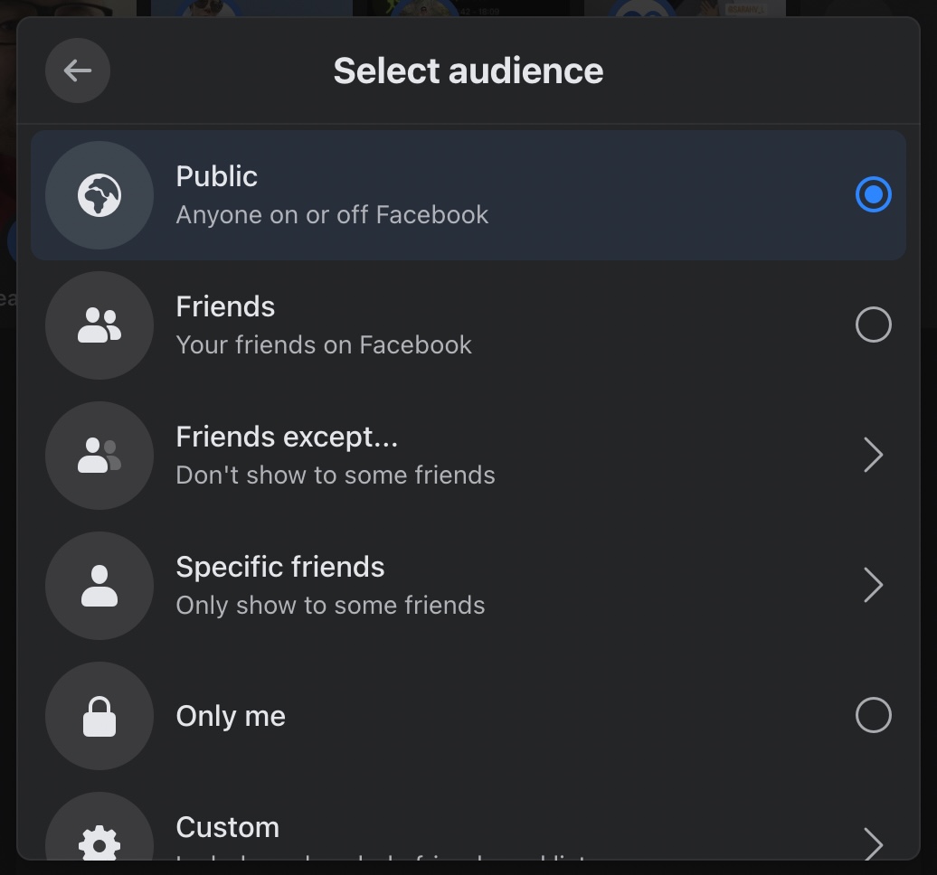facebook select audience