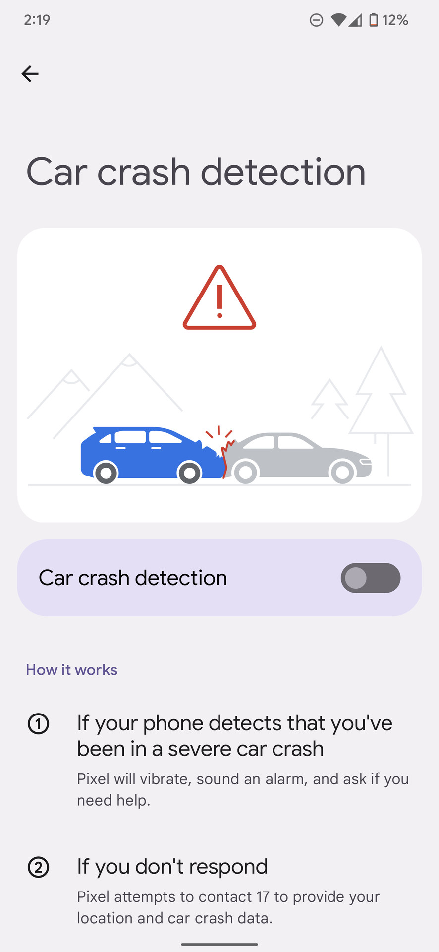 Google Pixel 6 Pro car crash detection