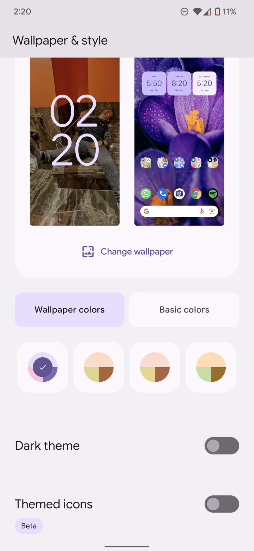 Google Pixel 6 Pro Material You homescreen settings