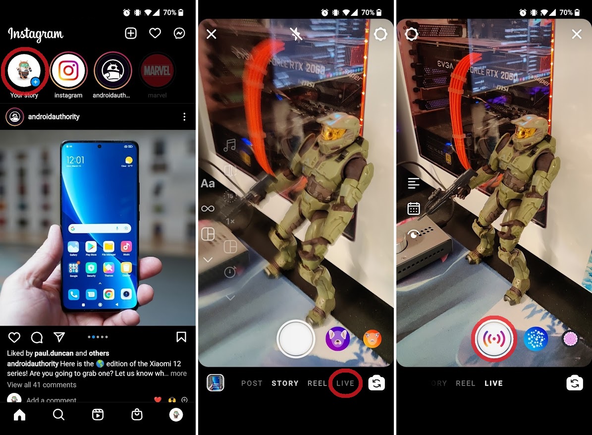 how to find the live option on instagram stories