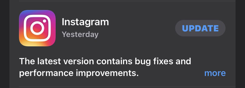 instagram in the app store tray