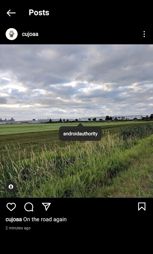 instagram post with a new tag