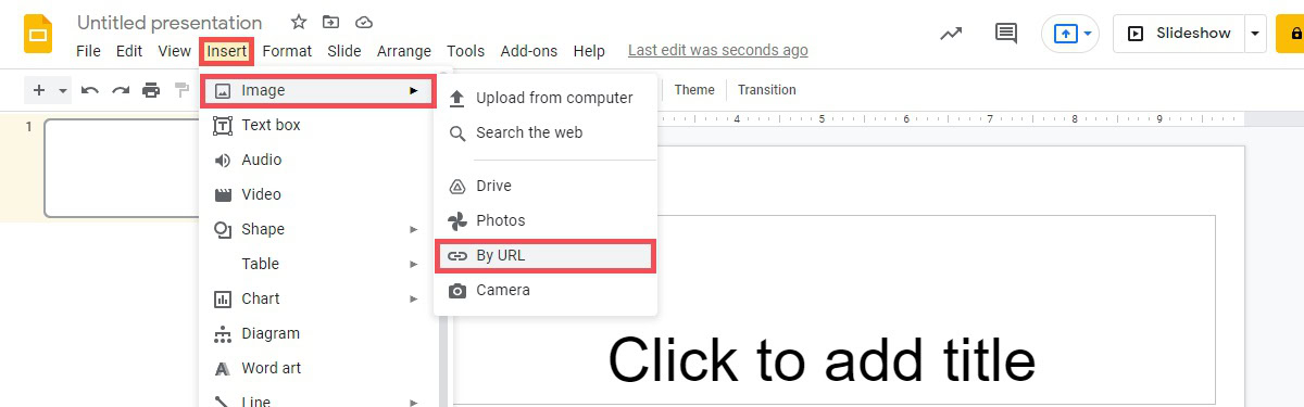 location of By URL within google slides