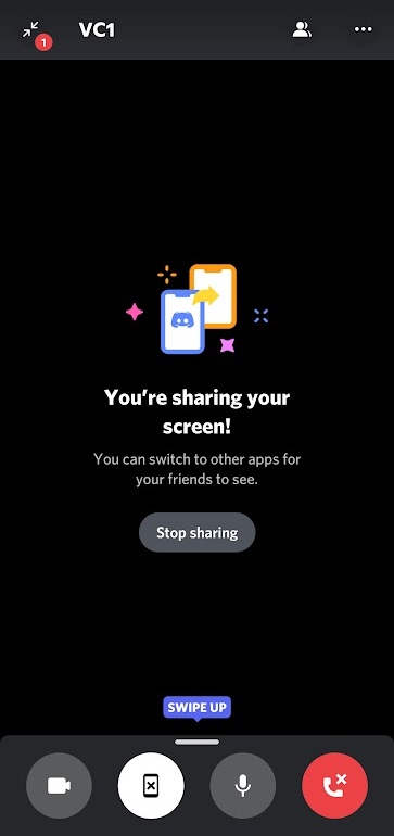 discord mobile screen share engaged