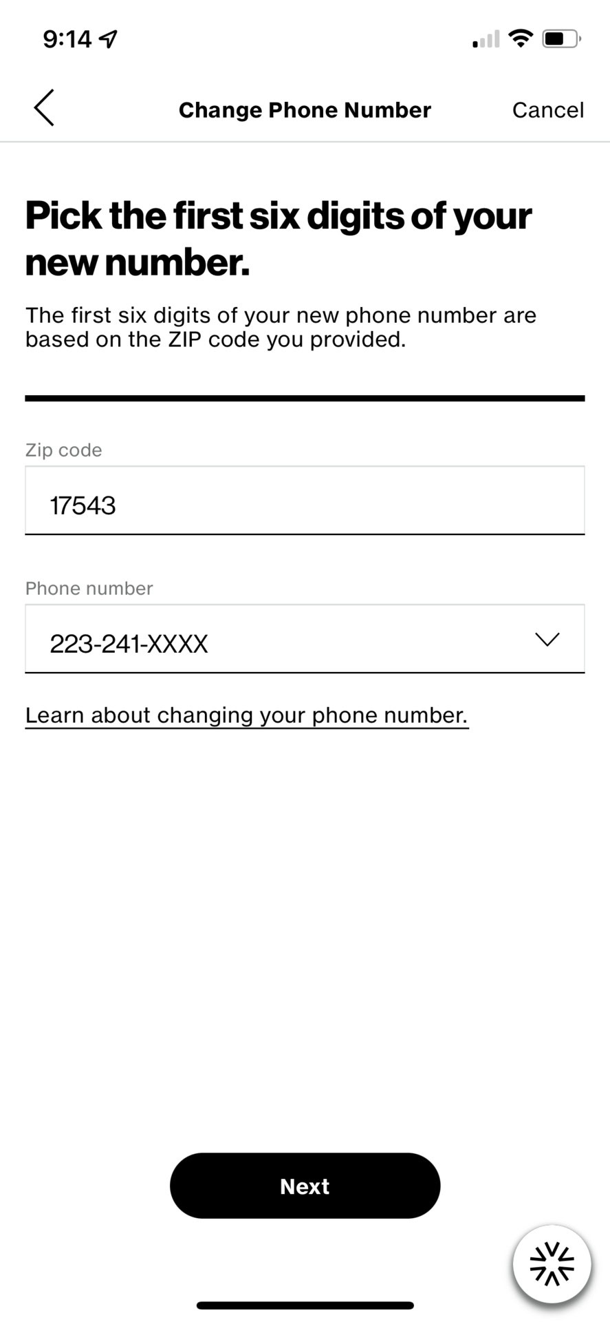 my verizon change number