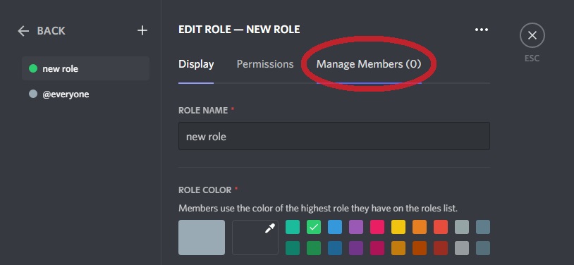 on the role click manage members
