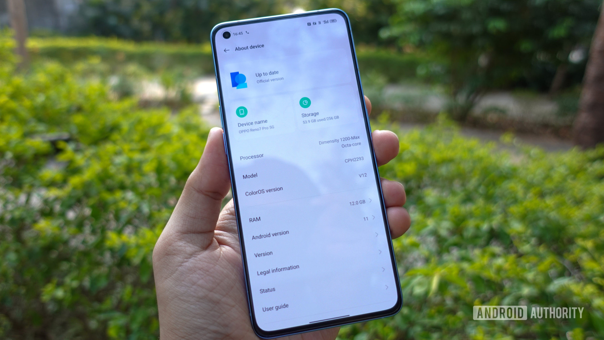 oppo reno 7 pro about device