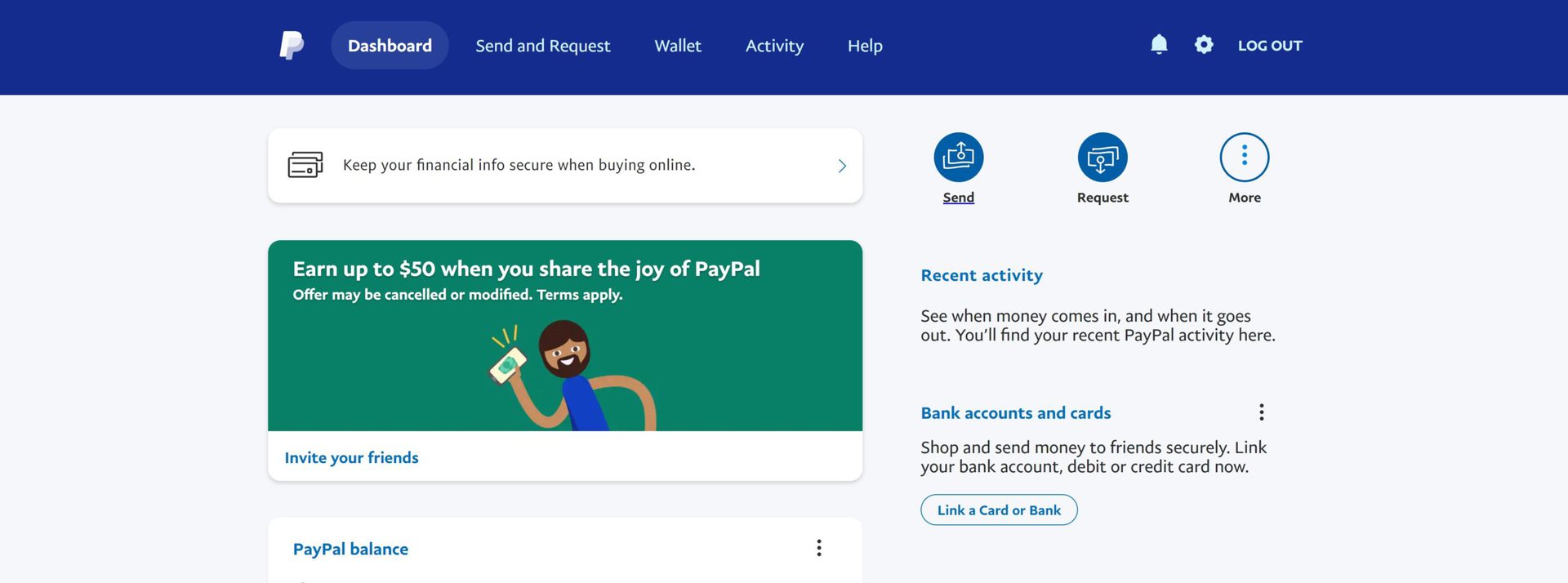 paypal website send money