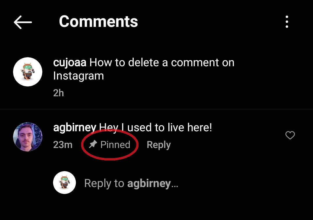 pinned comment instagram