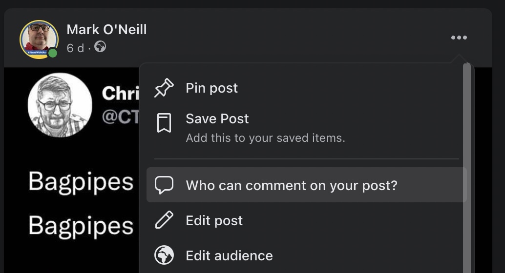 post comment settings individual