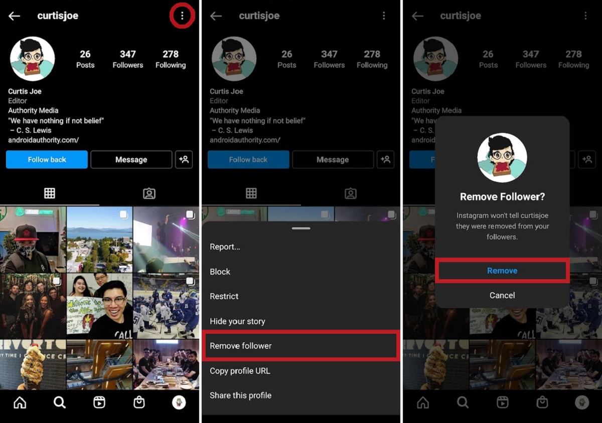 remove followers from their instagram profile