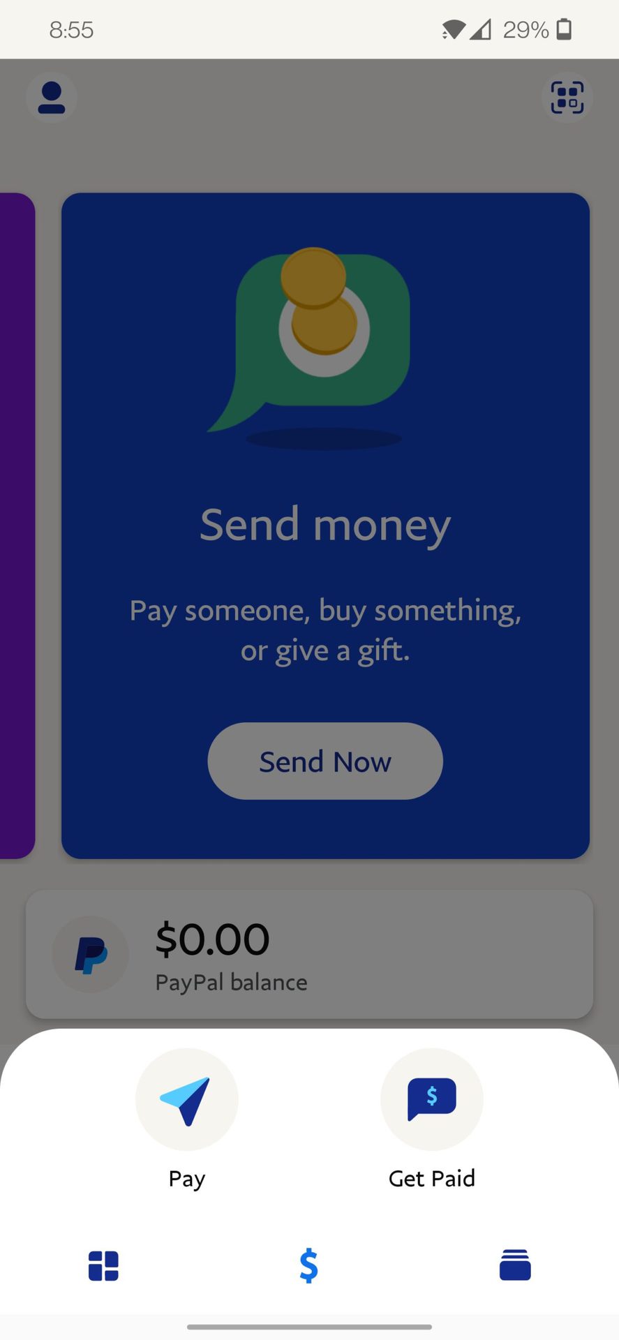 send money on paypal app