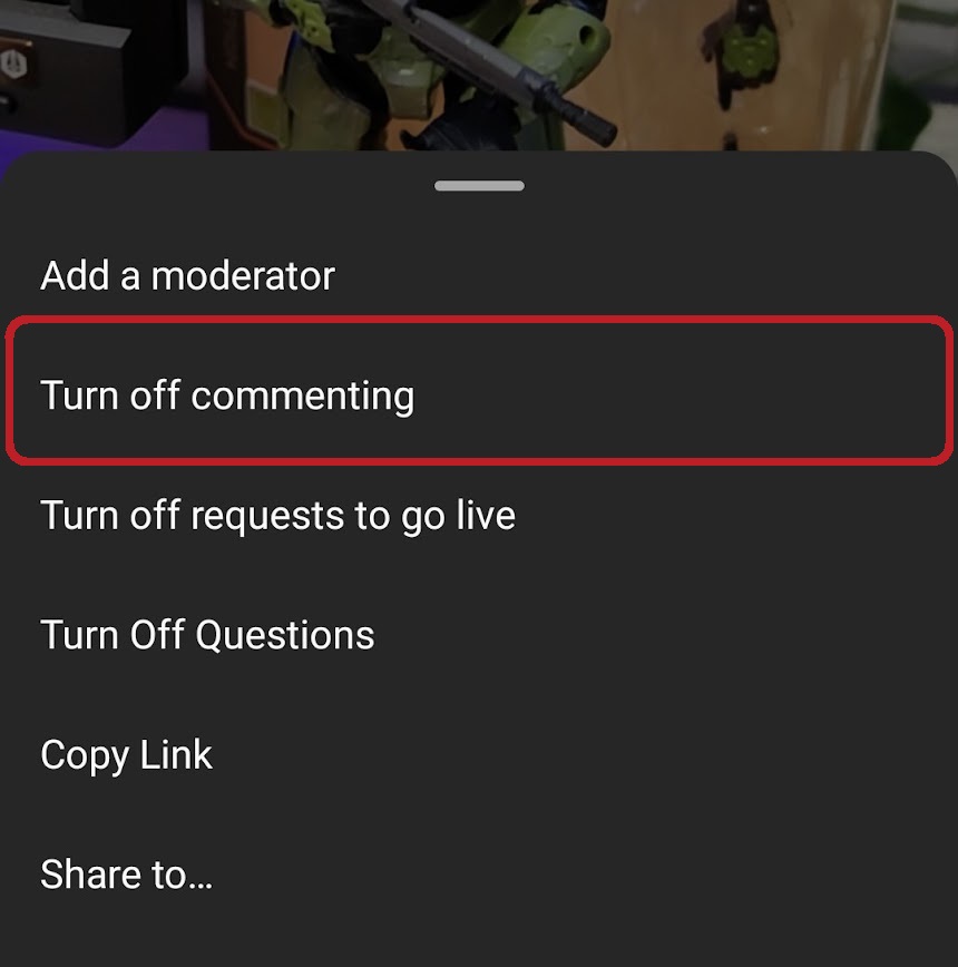 tap turn off commenting