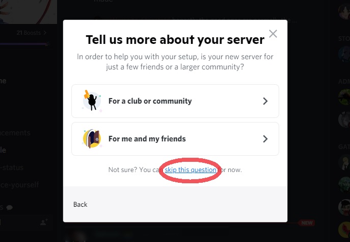 tell us more or skip question discord