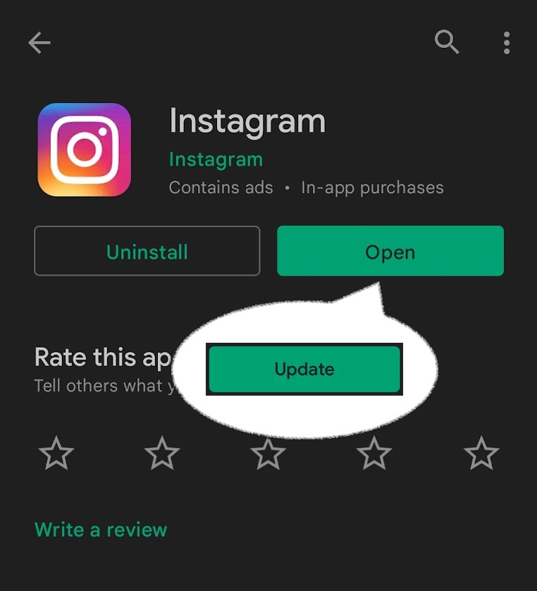 update instagram button