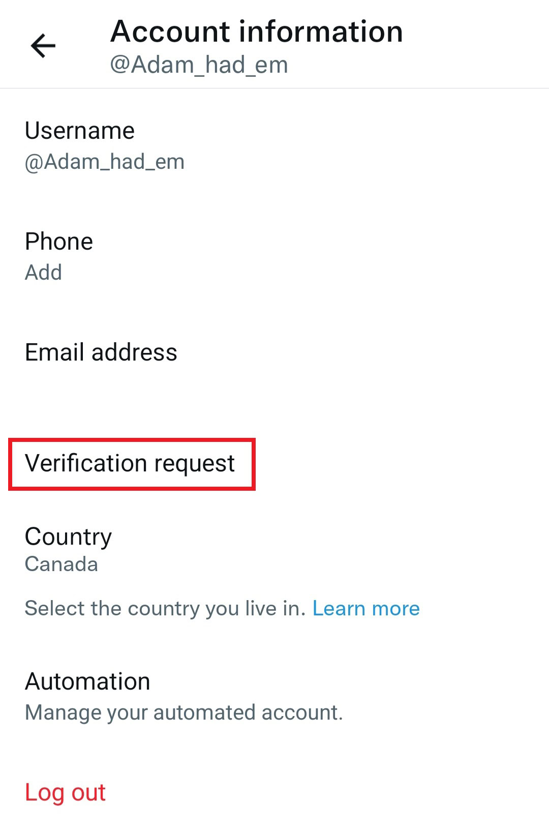 verification request Twitter