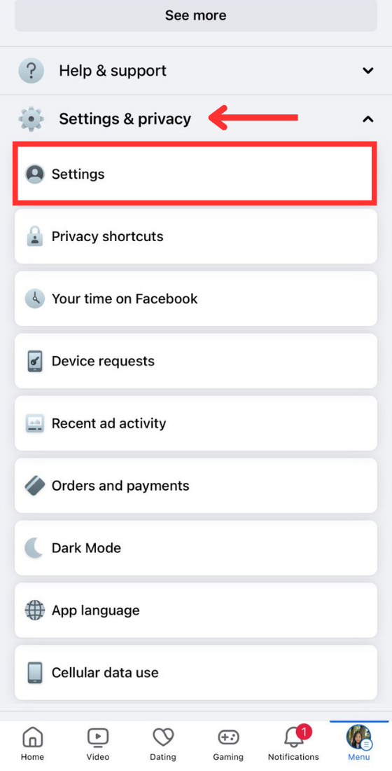 Facebook settings and privacy