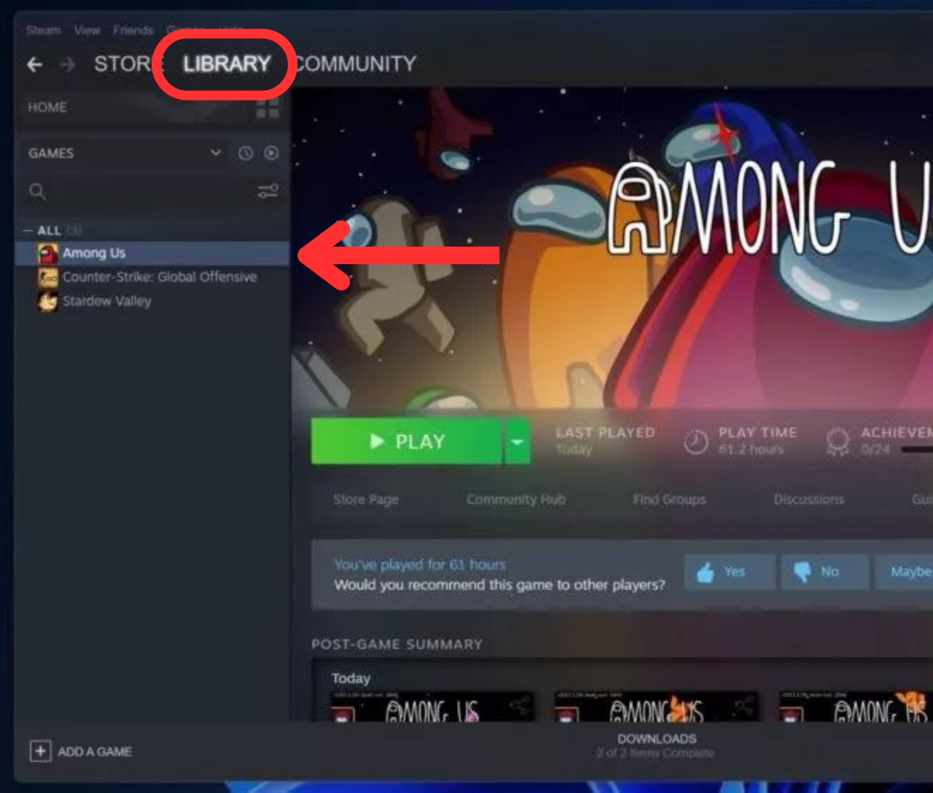 Steam library game name
