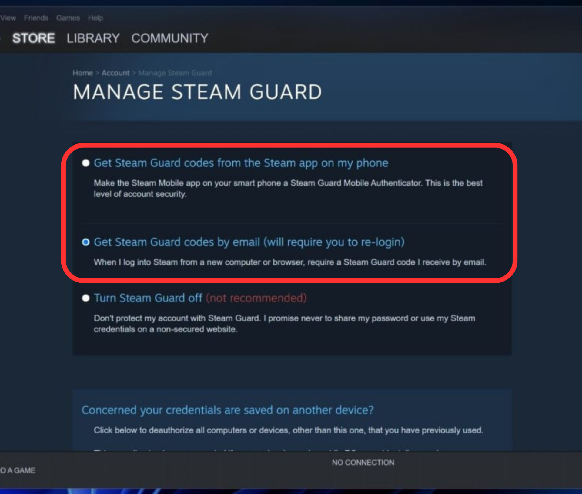 steam settings account manage steam guard