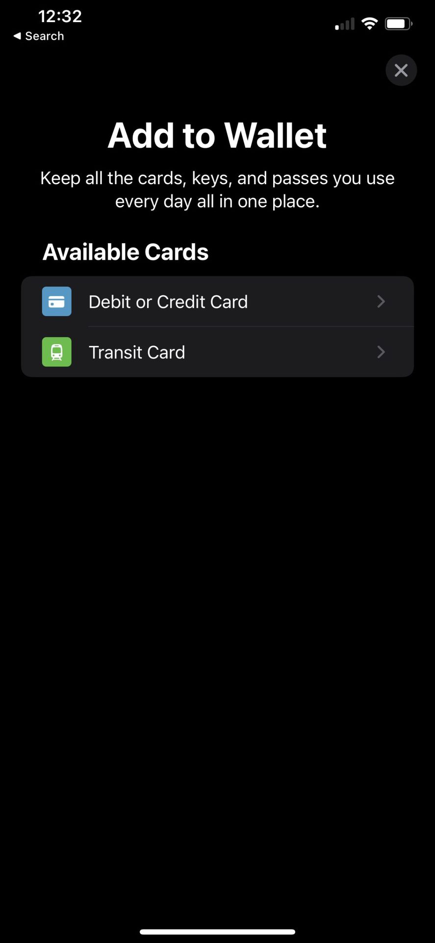 Apple Pay Available Cards