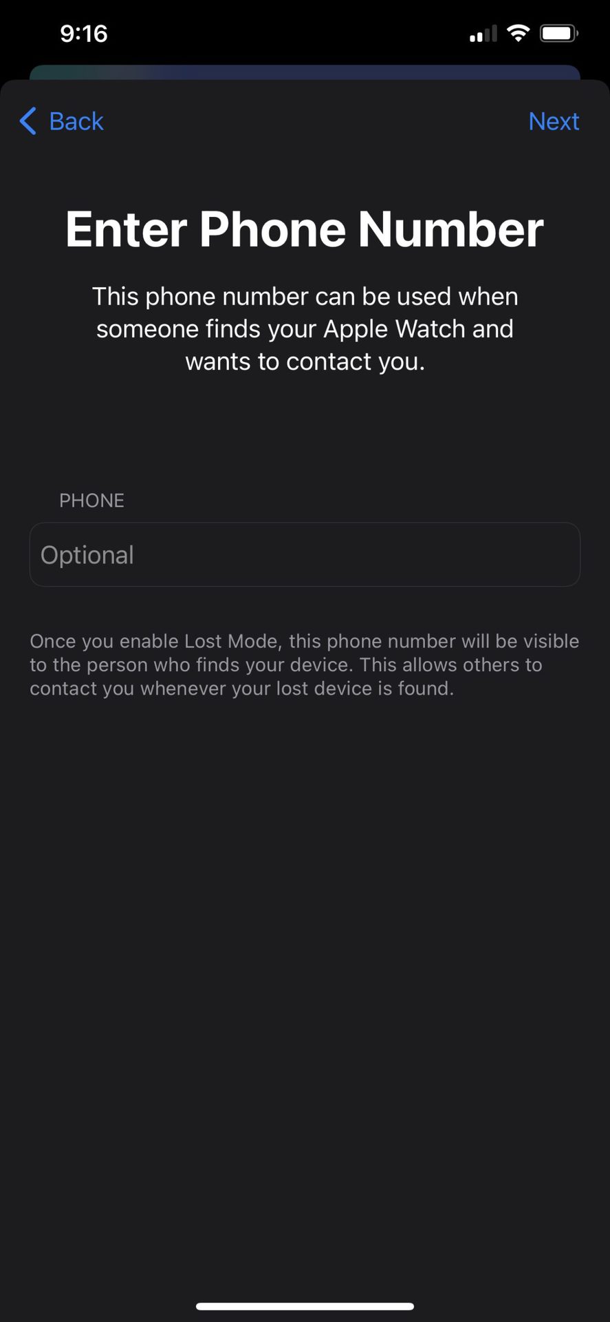 Apple Watch Lost Mode Contact Number