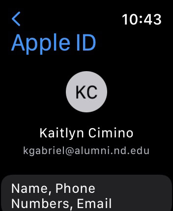 Apple Watch Screenshot Apple ID