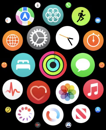An Apple Watch screenshot depicts the Fitness app where users can find their tracked steps.