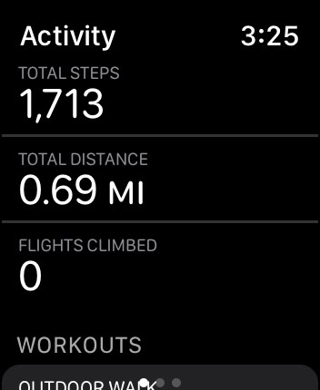 AnApple Watch screenshot displays a user's step count.