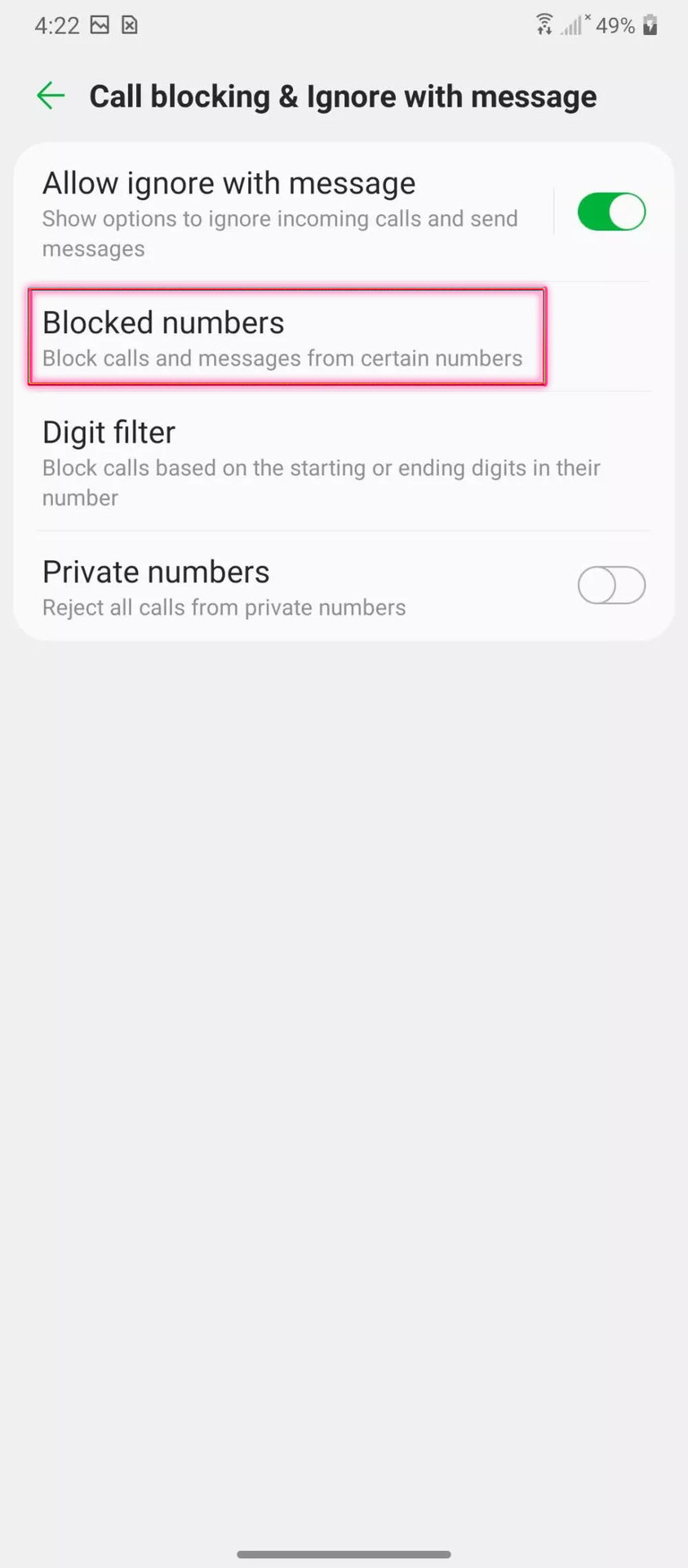 Block LG contacts from your dialer 3