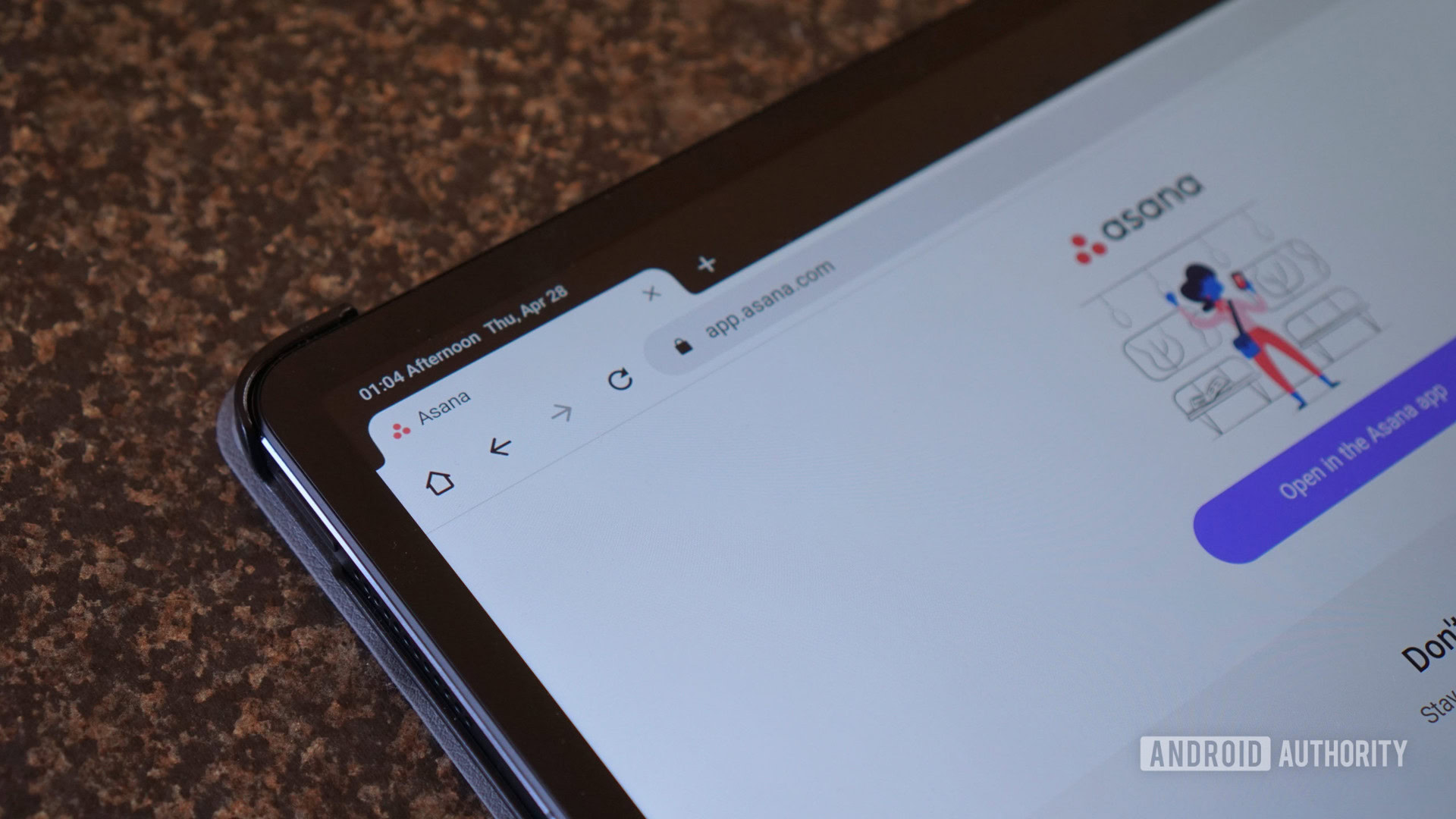 Chrome and Asana on Android tablet