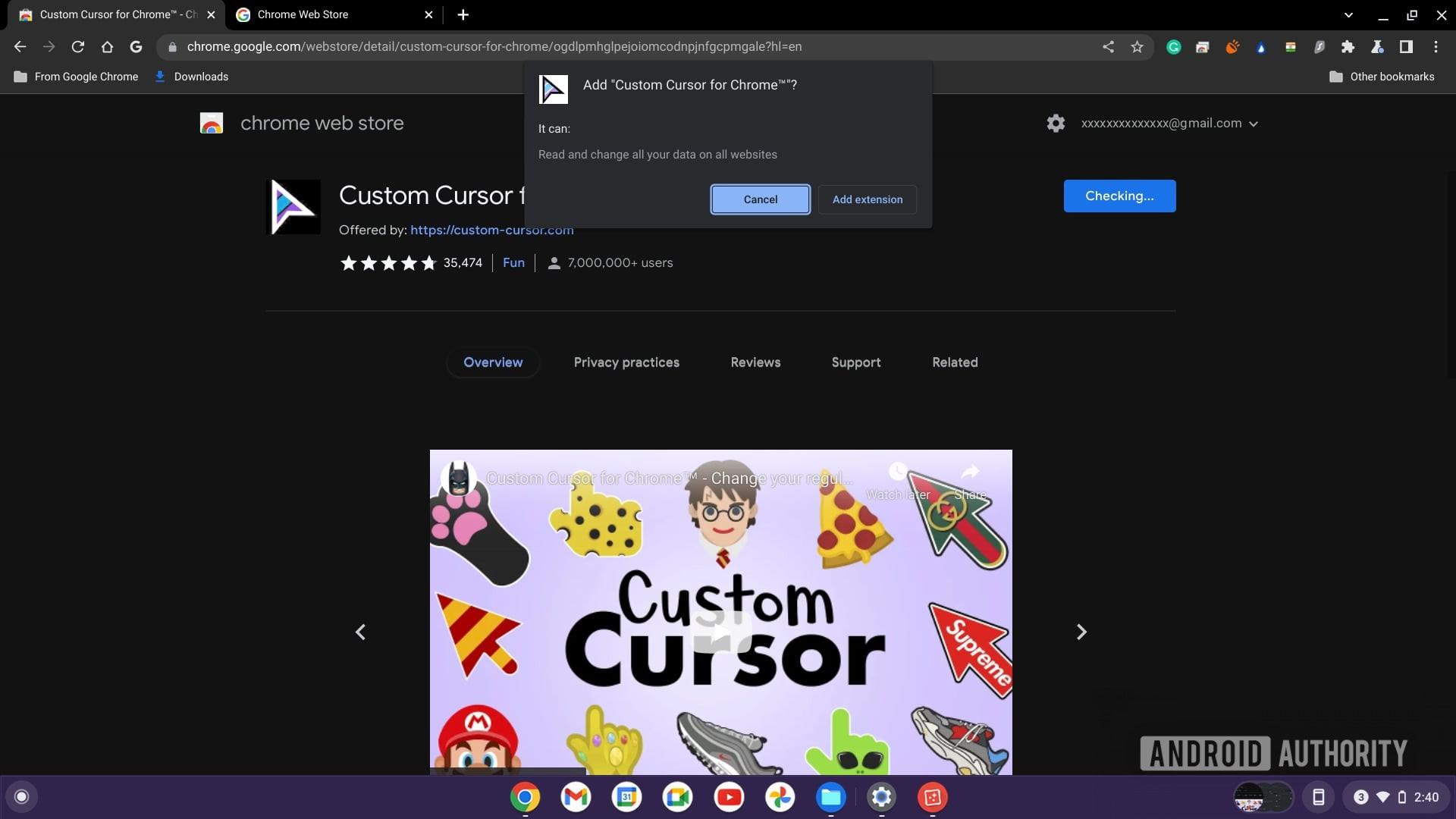 Custom Cursor for Chromebook Chrome Web Store add extension