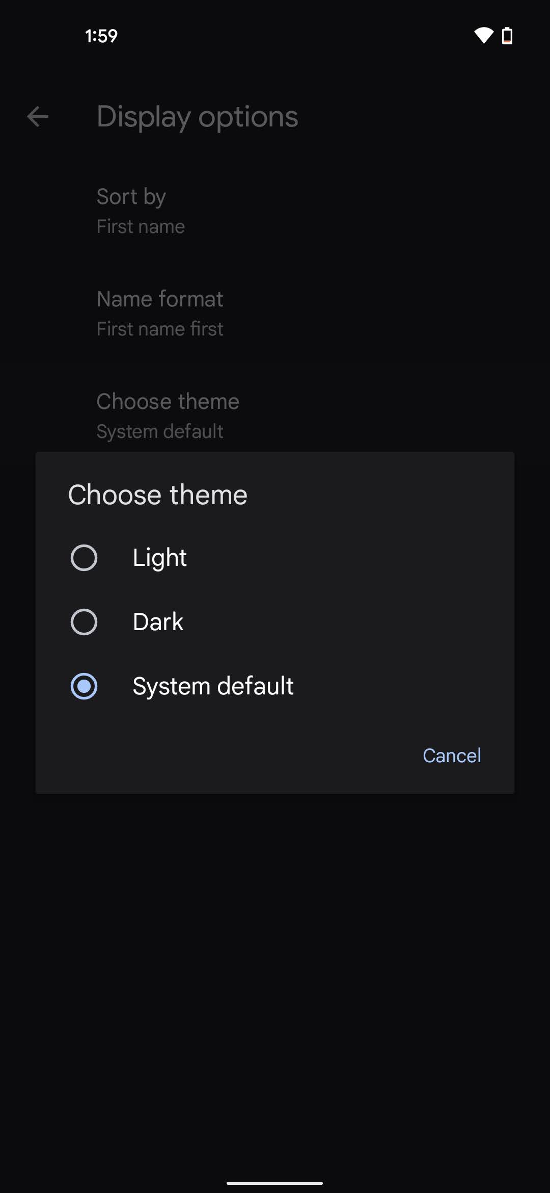 Dark Mode Google Contacts 4