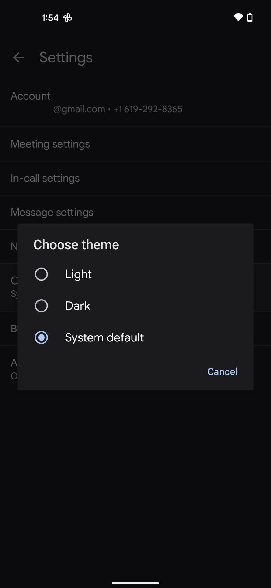 Dark Mode Google Duo 3