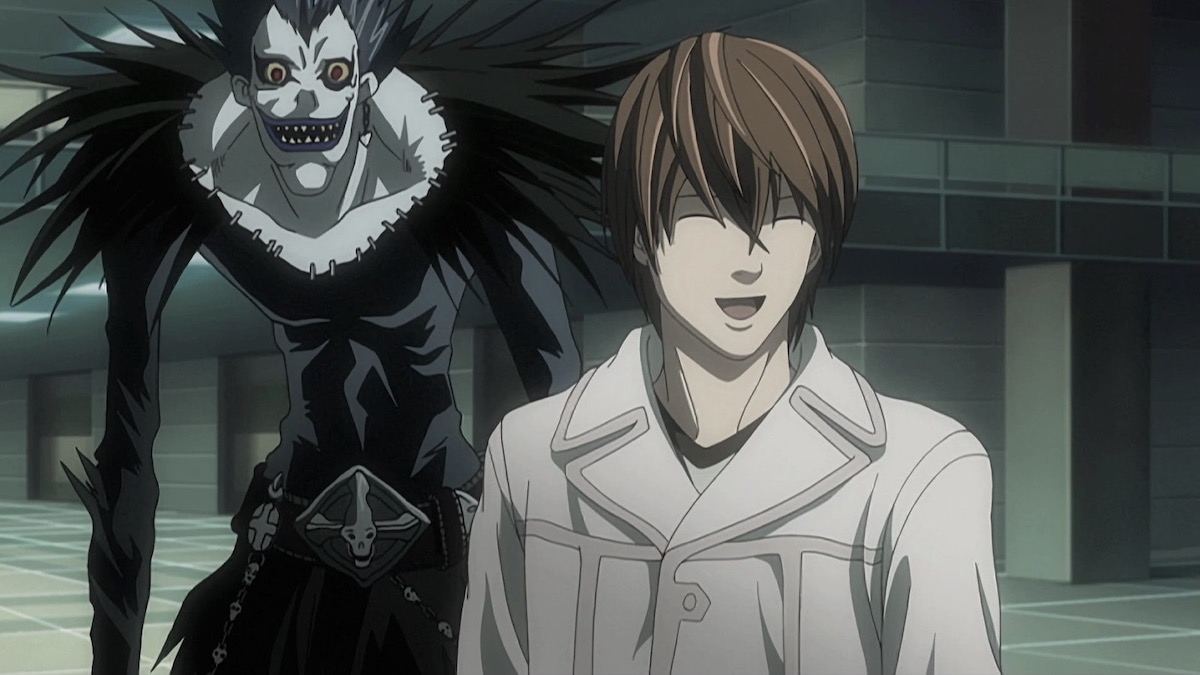 Death stands behind a young man in Death Note