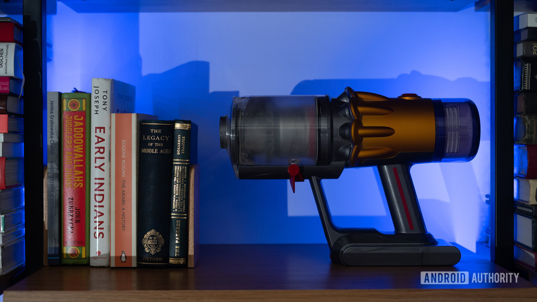 Dyson V15 Detect without laser head placed on a shelf
