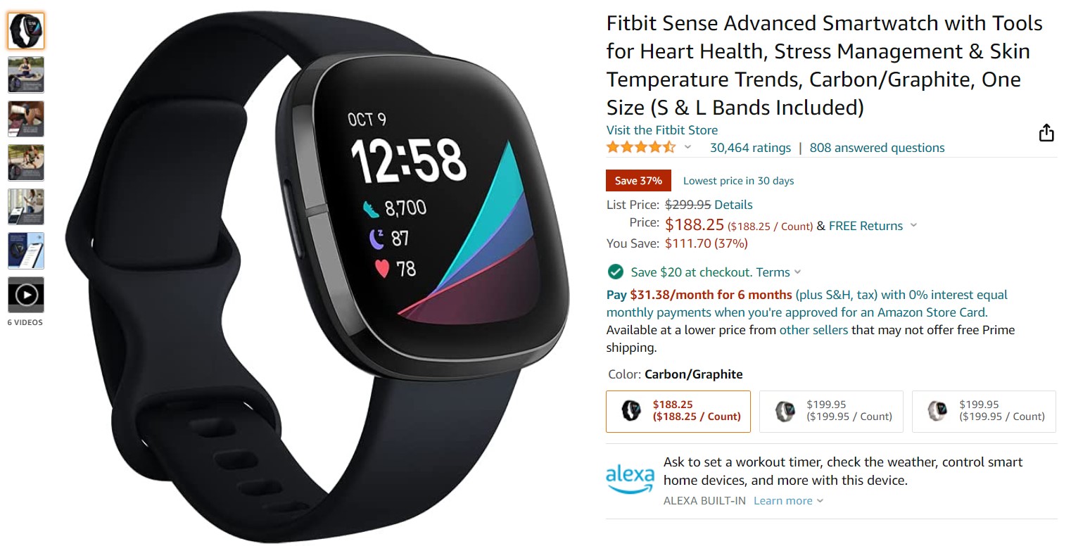 Fitbit Sense Amazon Deal