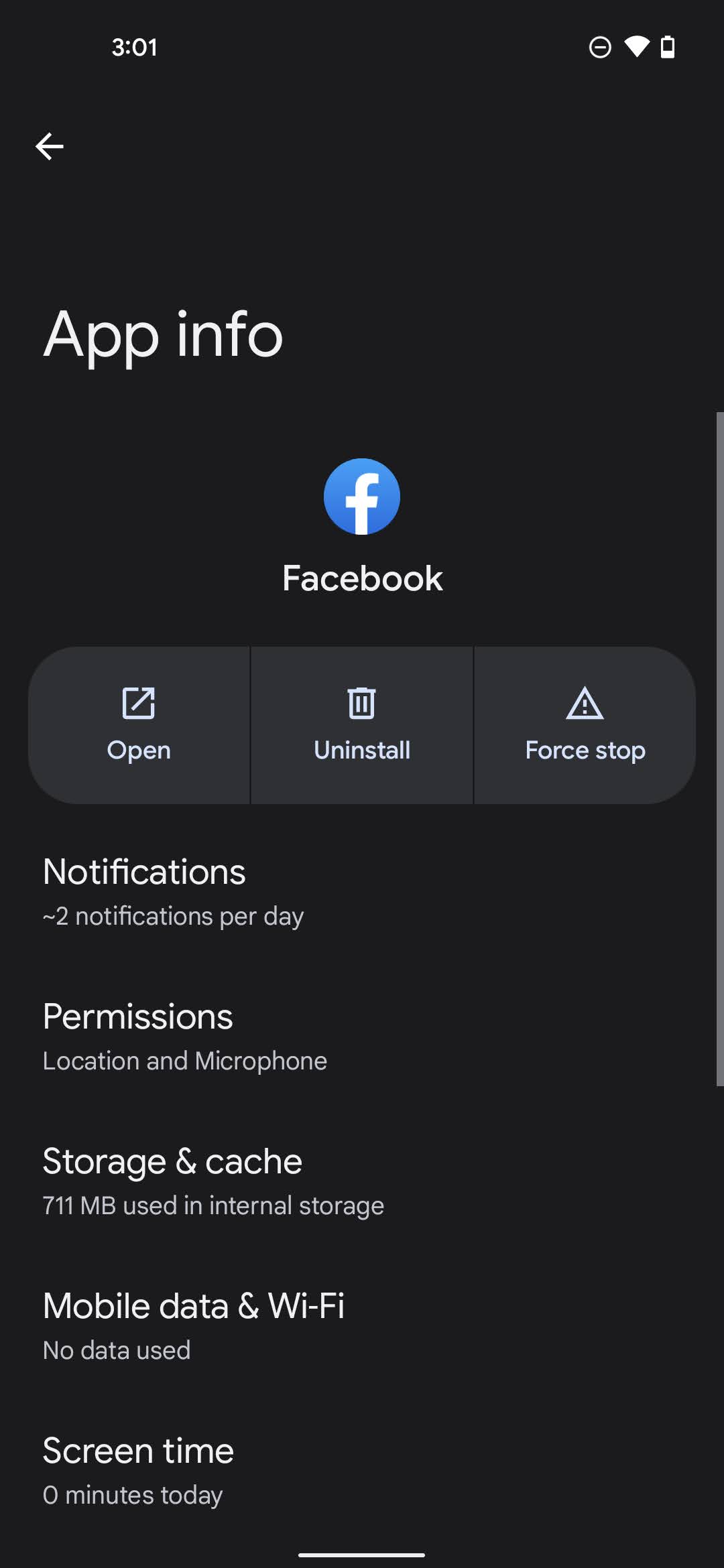 Force stop Facebook Android app 3