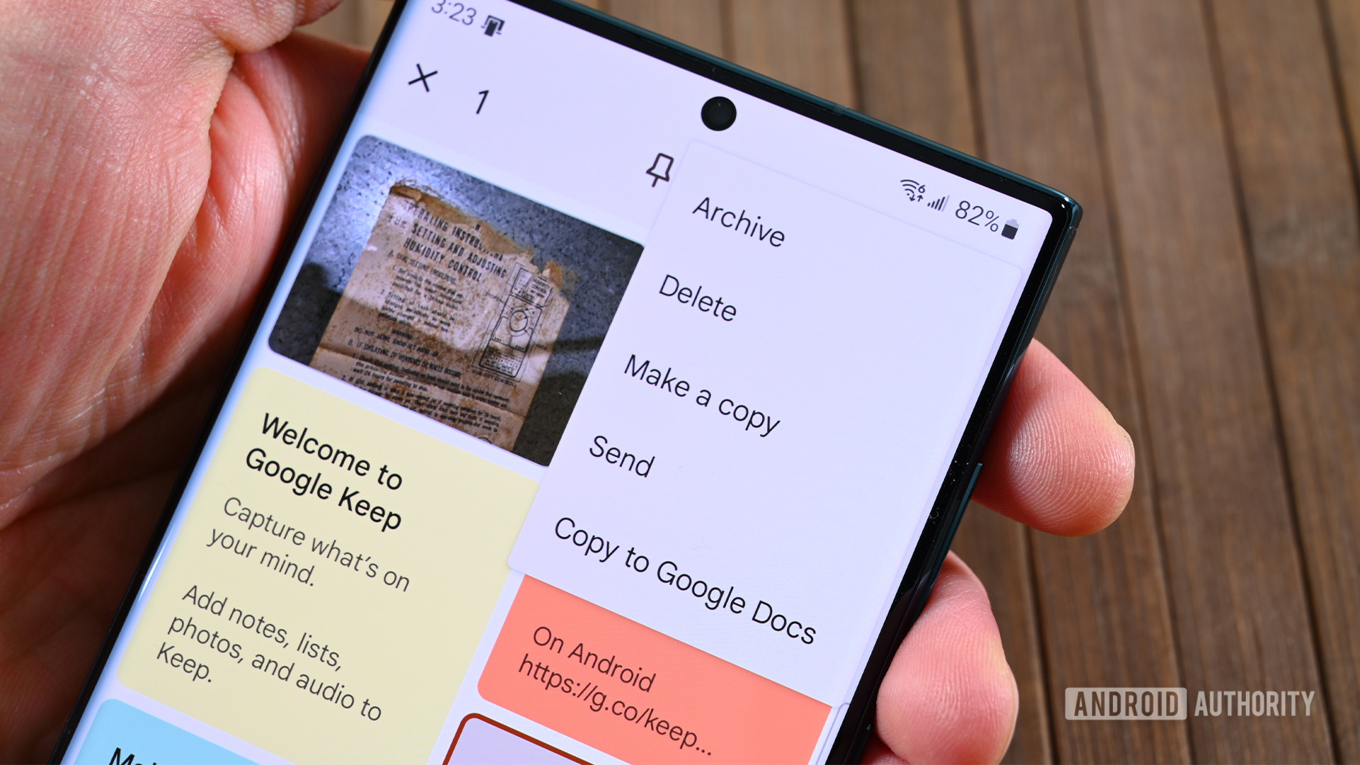Google Keep archive and delete