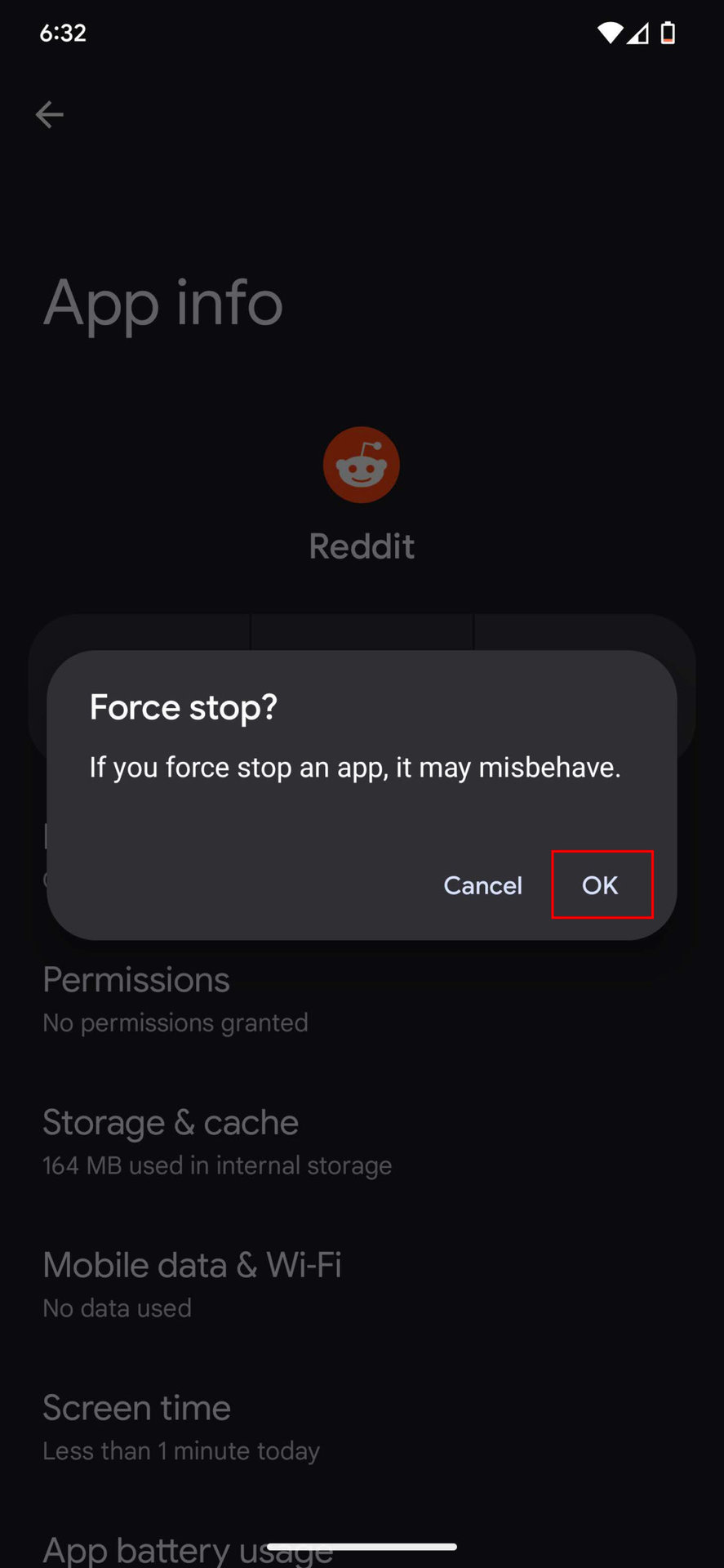 How to force stop Reddit on Android 4