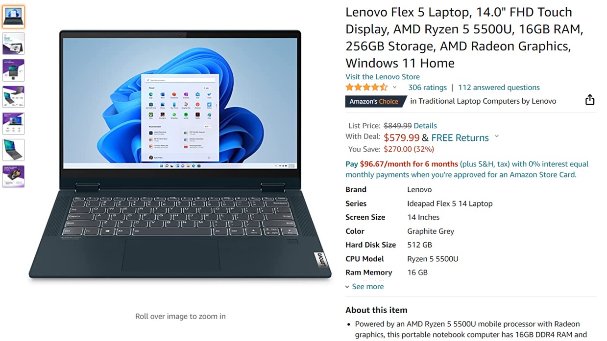 Lenovo Flex 5 Laptop An Amazon Deal