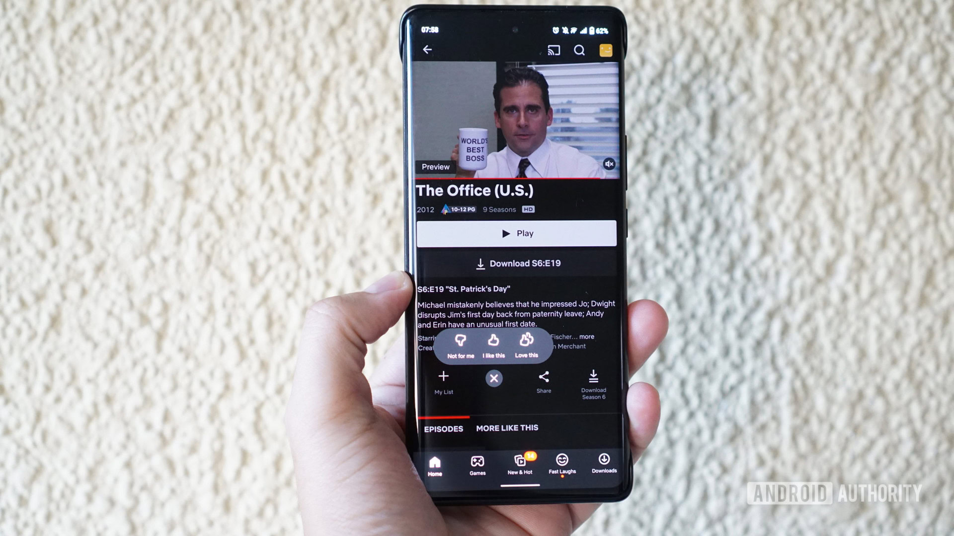 Netflix two thumbs up in app