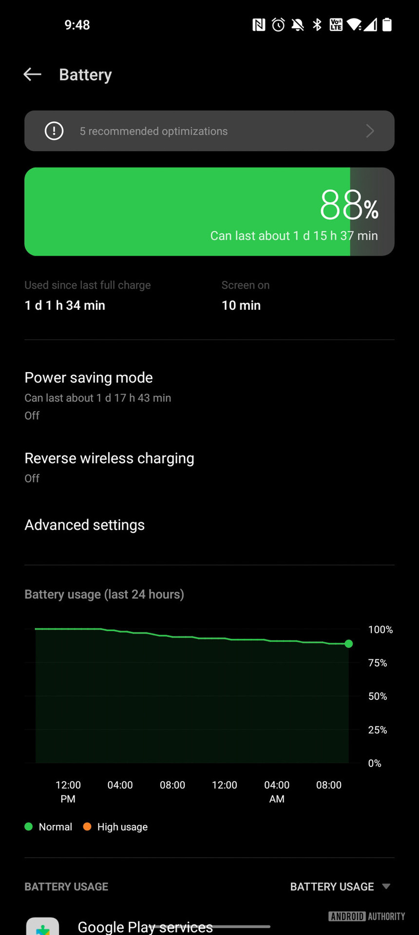 OnePlus 10 Pro Battery settings