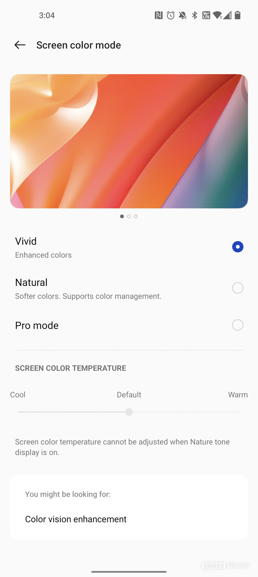 OnePlus 10 Pro Display Color profiles